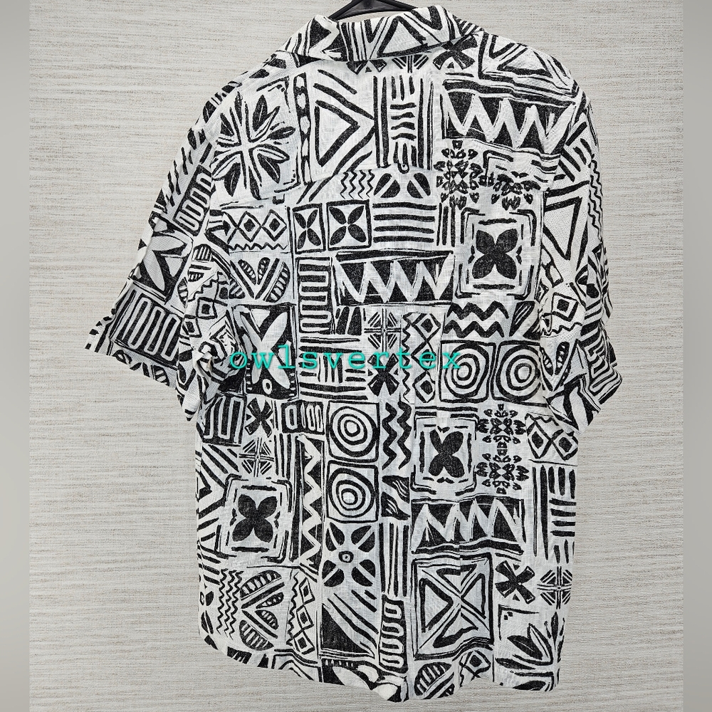 New Zara Men's Geometric Print Shirt Black White 0399/064 - Picture 6 of 9